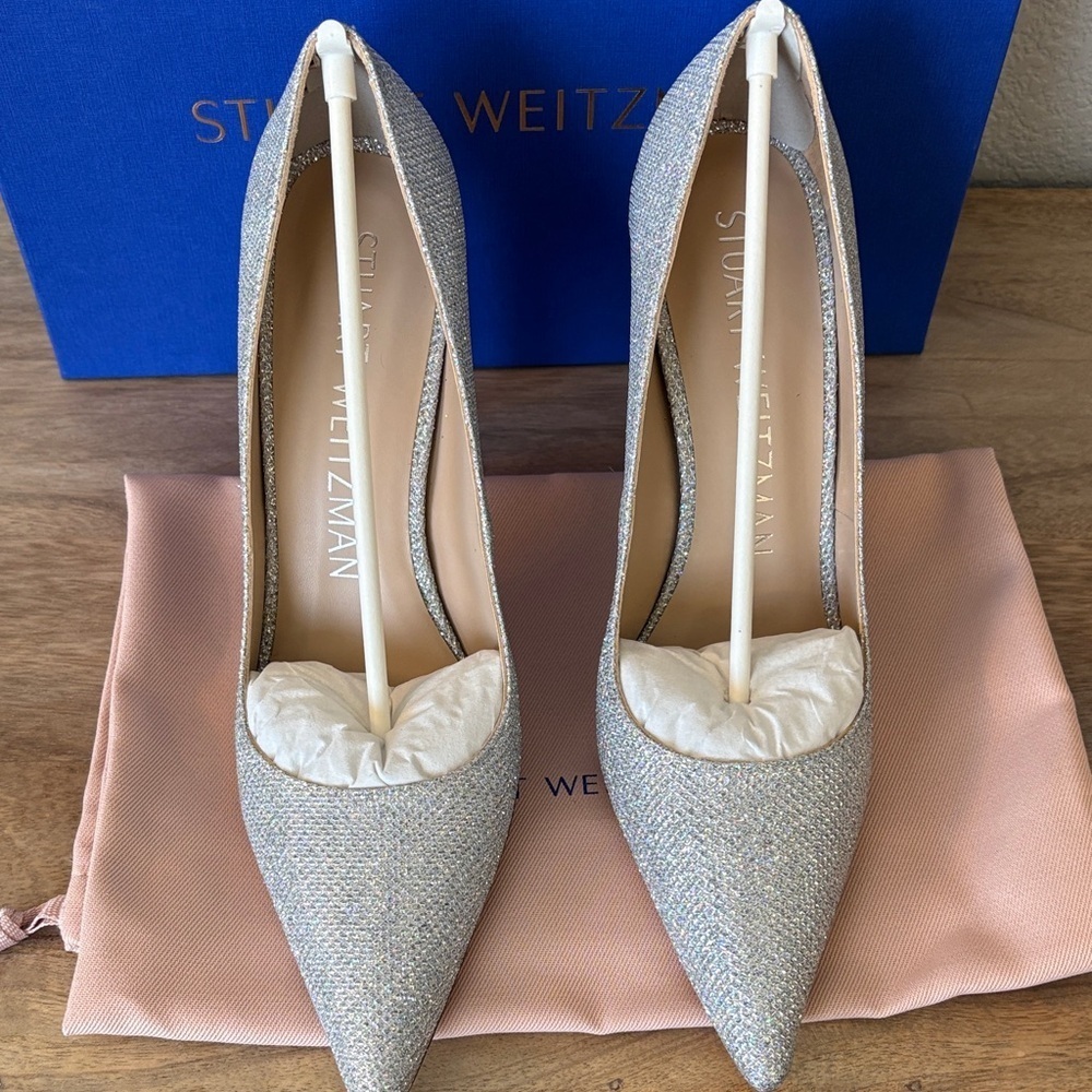 Stuart Weitzman Glittering Silver Heels - Picture 6 of 16